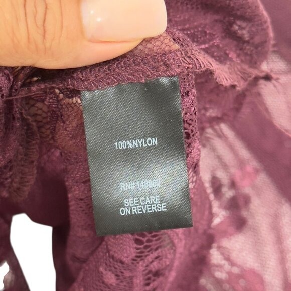 Torrid Chart SZ 6  Womens Sheer Burgundy Floral Lace Tunic Top/Beach Coverup - Picture 9 of 15
